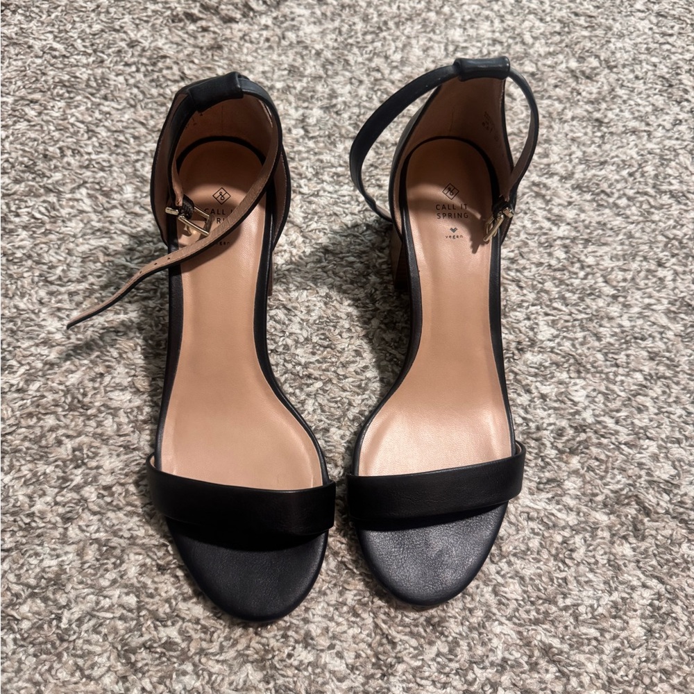 Call It Spring Black Ankle Strap Heels